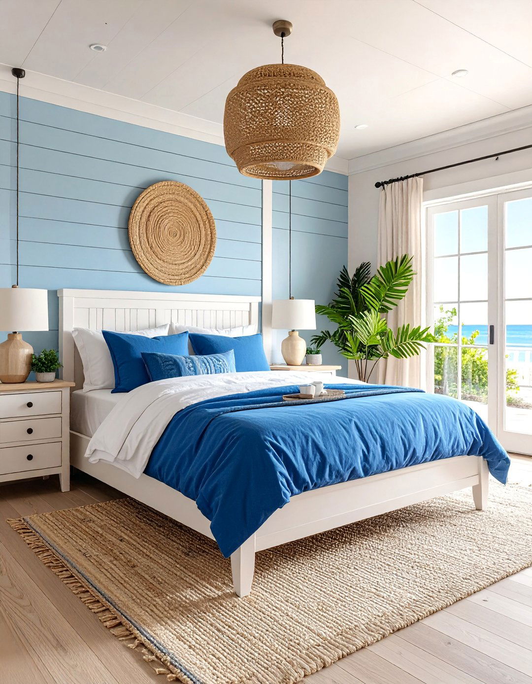 Coastal Tan Bedroom with Blue Accents and Natural Materials - 25 Tan Bedroom Ideas