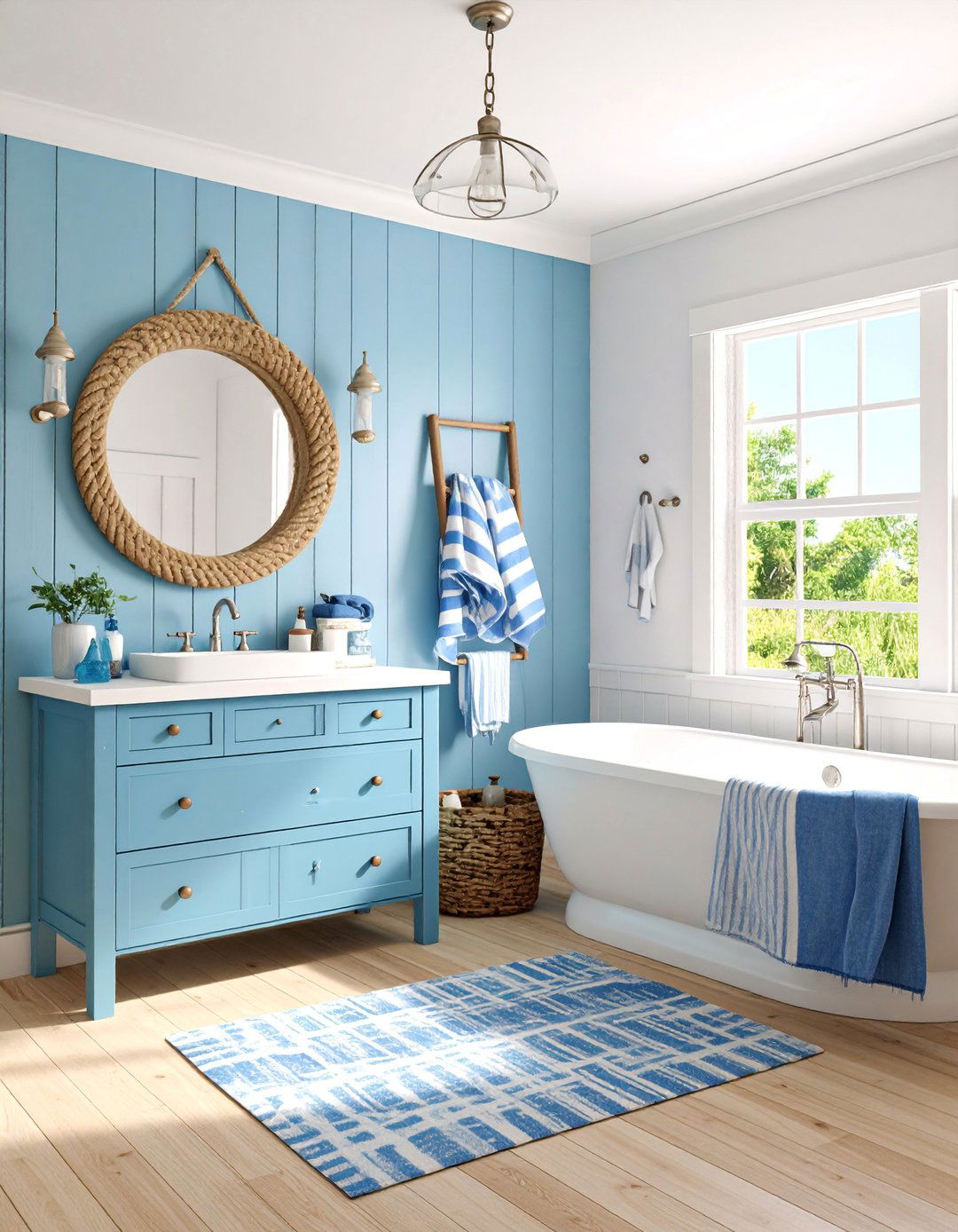 Coastal Teen Bathroom with Nautical Elements - 25 Teen Bathroom Ideas