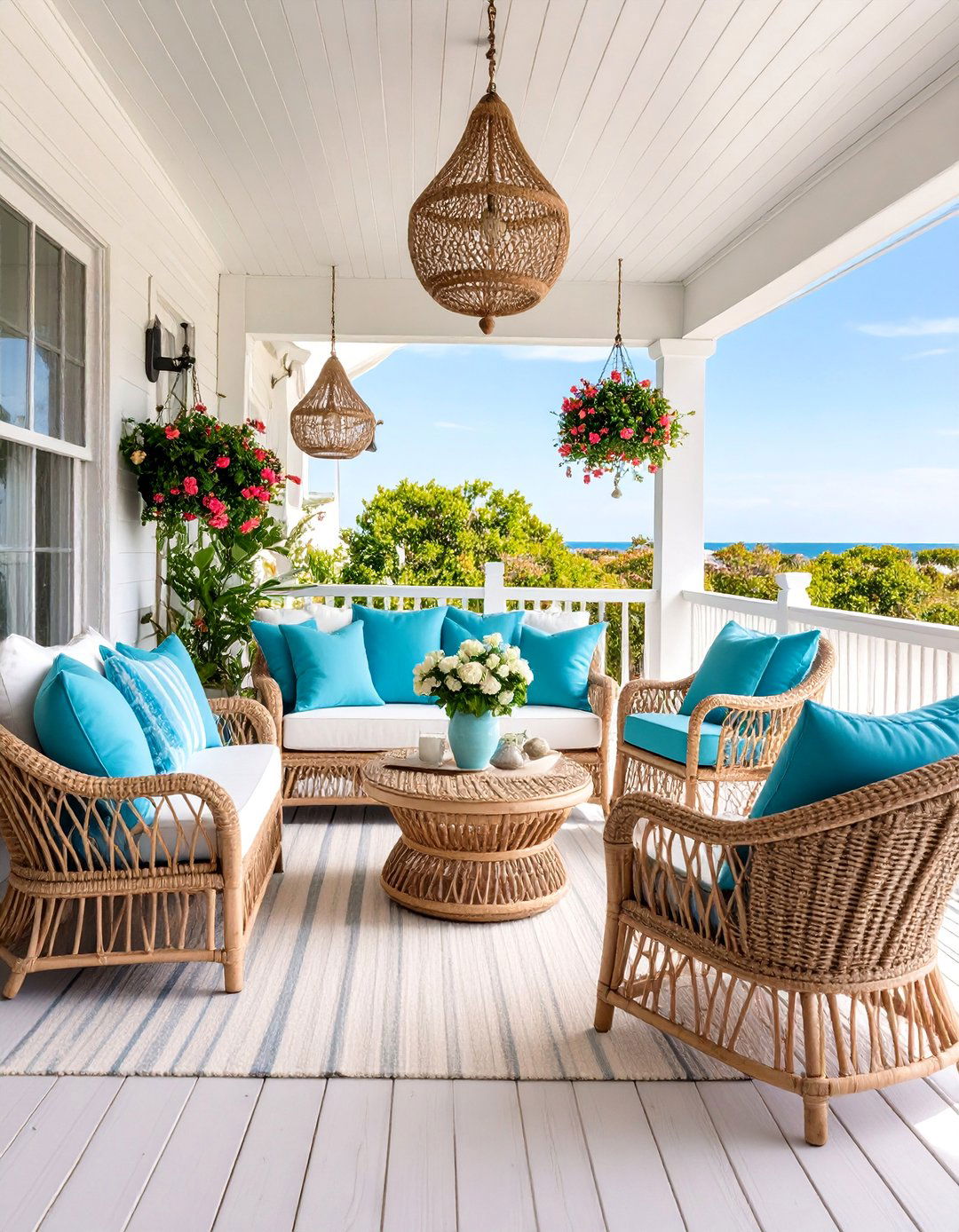 Coastal Themed Screened Porch with Nautical Elements - 25 Screened-in Porch Ideas