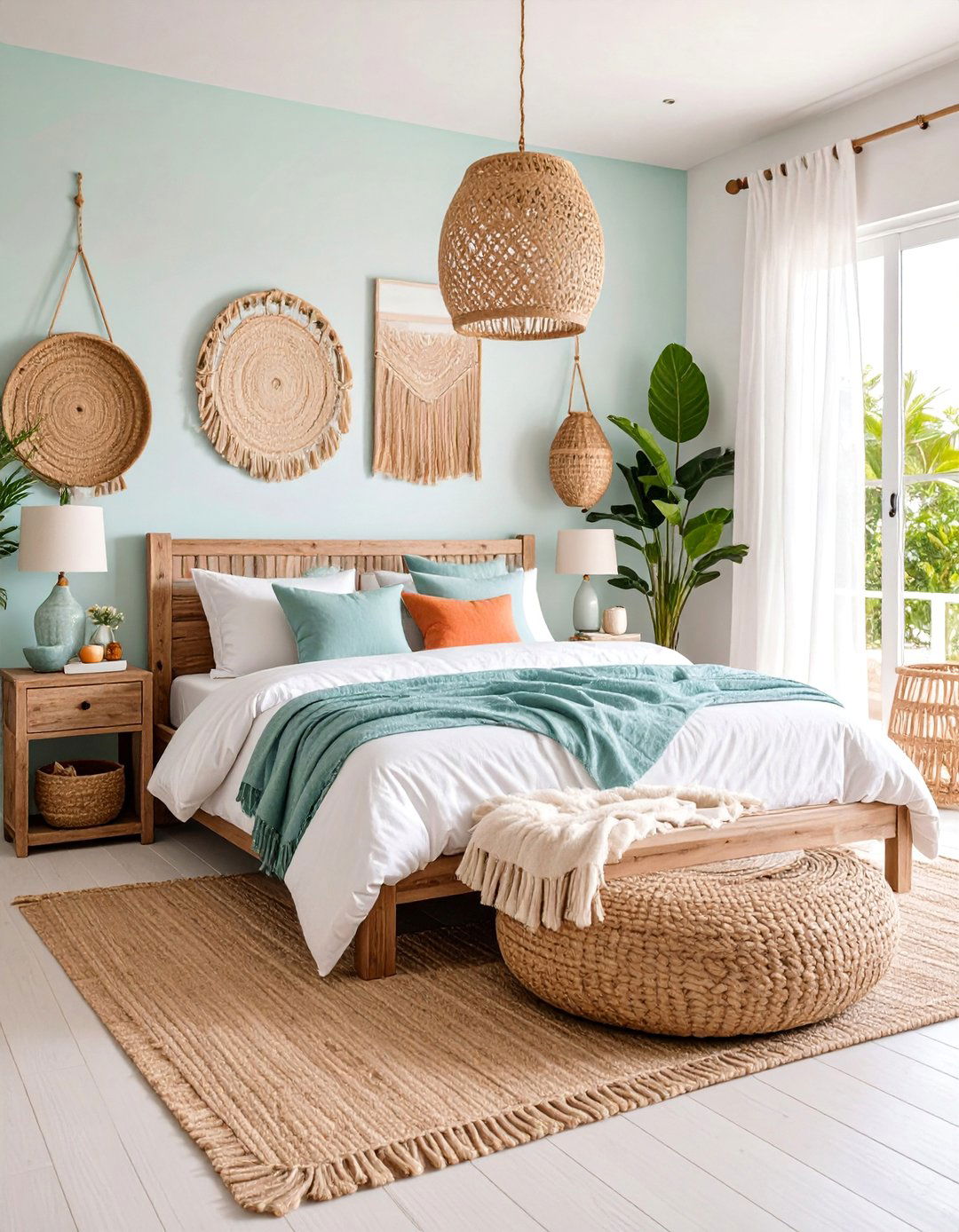 Coastal White Bedroom with Weathered Wood Elements - 25 White and Cream Bedroom Ideas