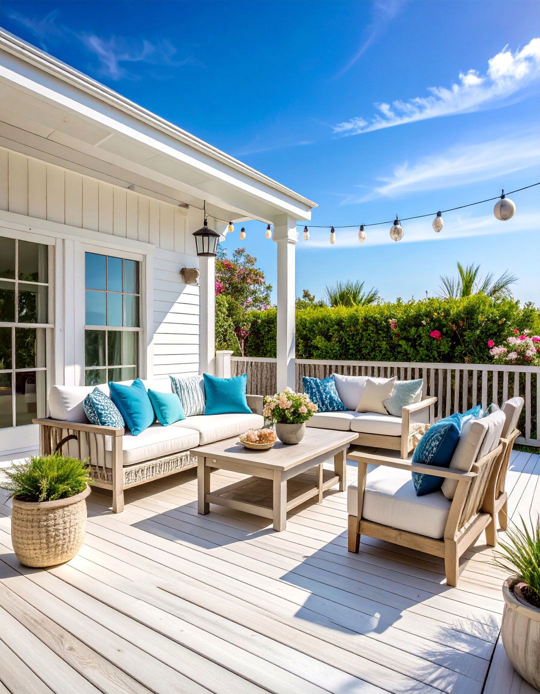 Coastal White Deck with Beach House Simplicity - 25 Deck Color Ideas