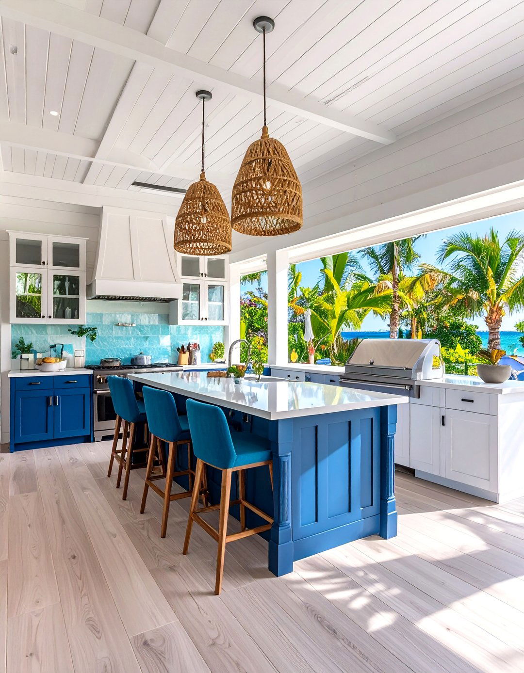Coastal White Lanai Kitchen with Shiplap Accents - 25 Lanai Kitchen Ideas