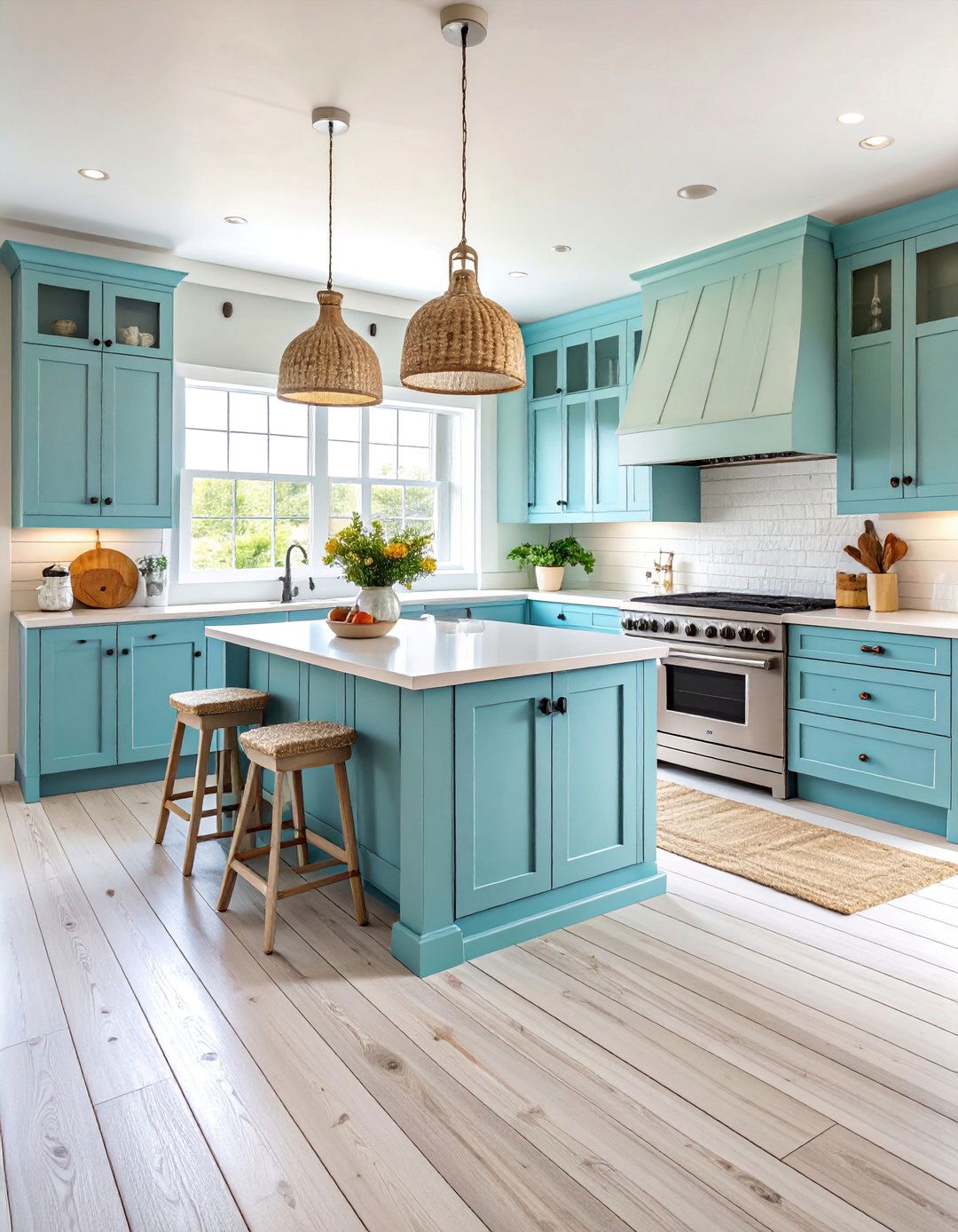 Coastal Whitewashed Wood Kitchen with Beachy Vibes - 25 Kitchens With Wood Floors