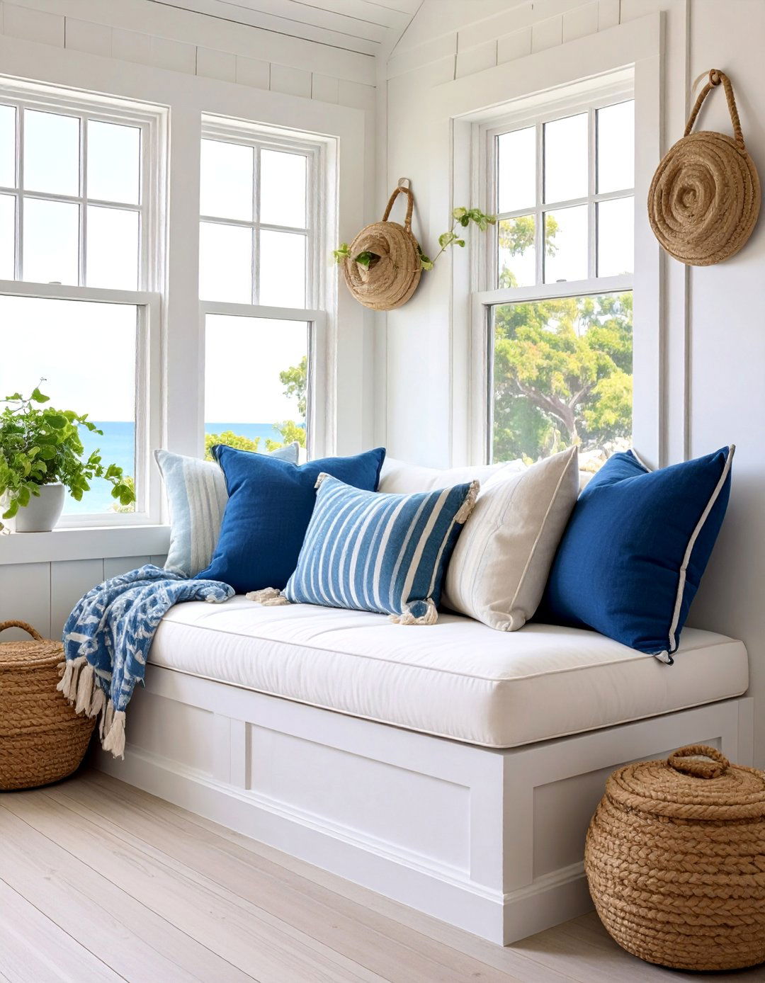Coastal Window Seat with Shiplap Details - 25 Window Seat Ideas