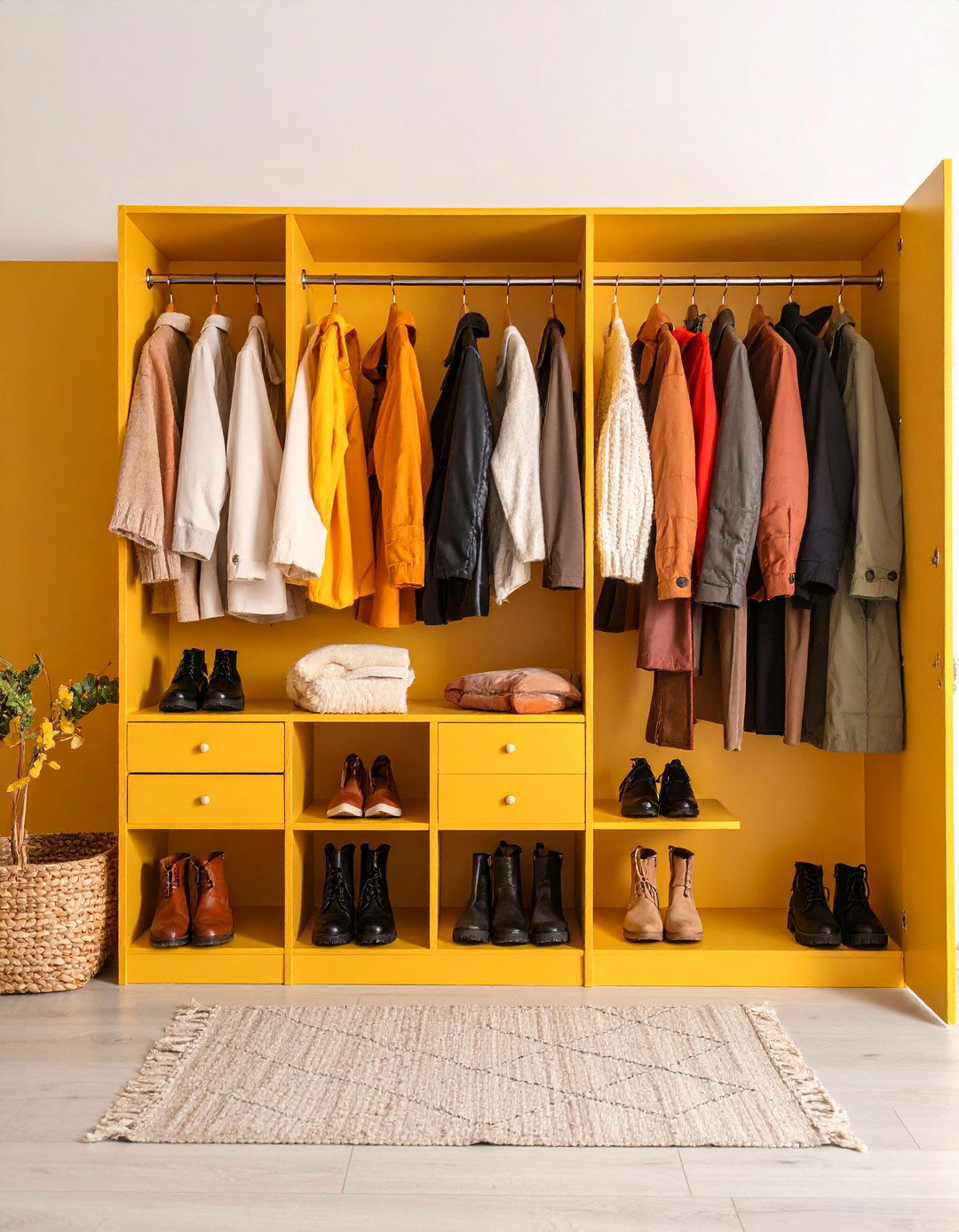 Coat Closet with Integrated Shoe Storage - 25 Coat Closet Ideas