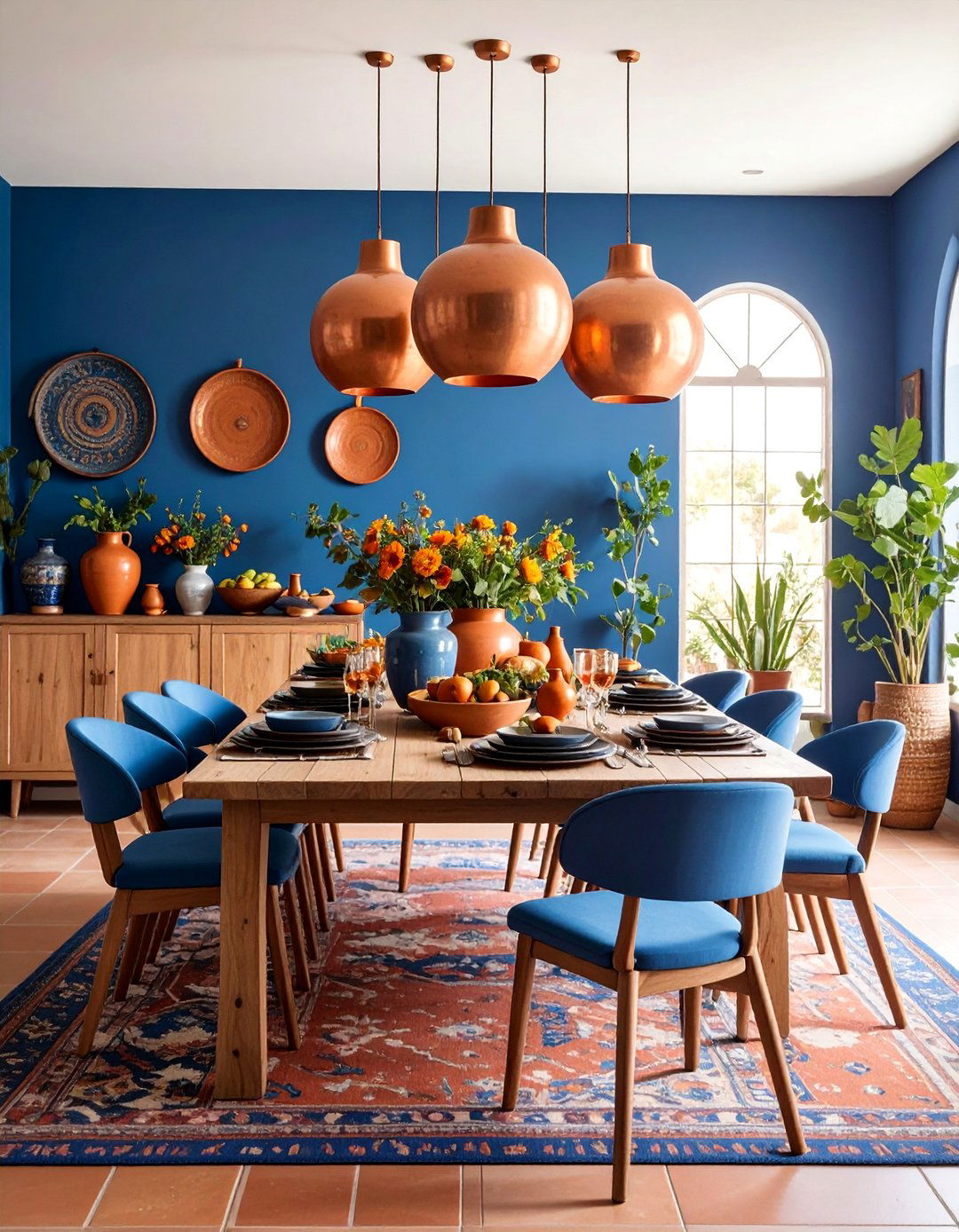 Cobalt Blue Dining Room with Ocean Inspiration - 25 Mexican Interior Paint Colors