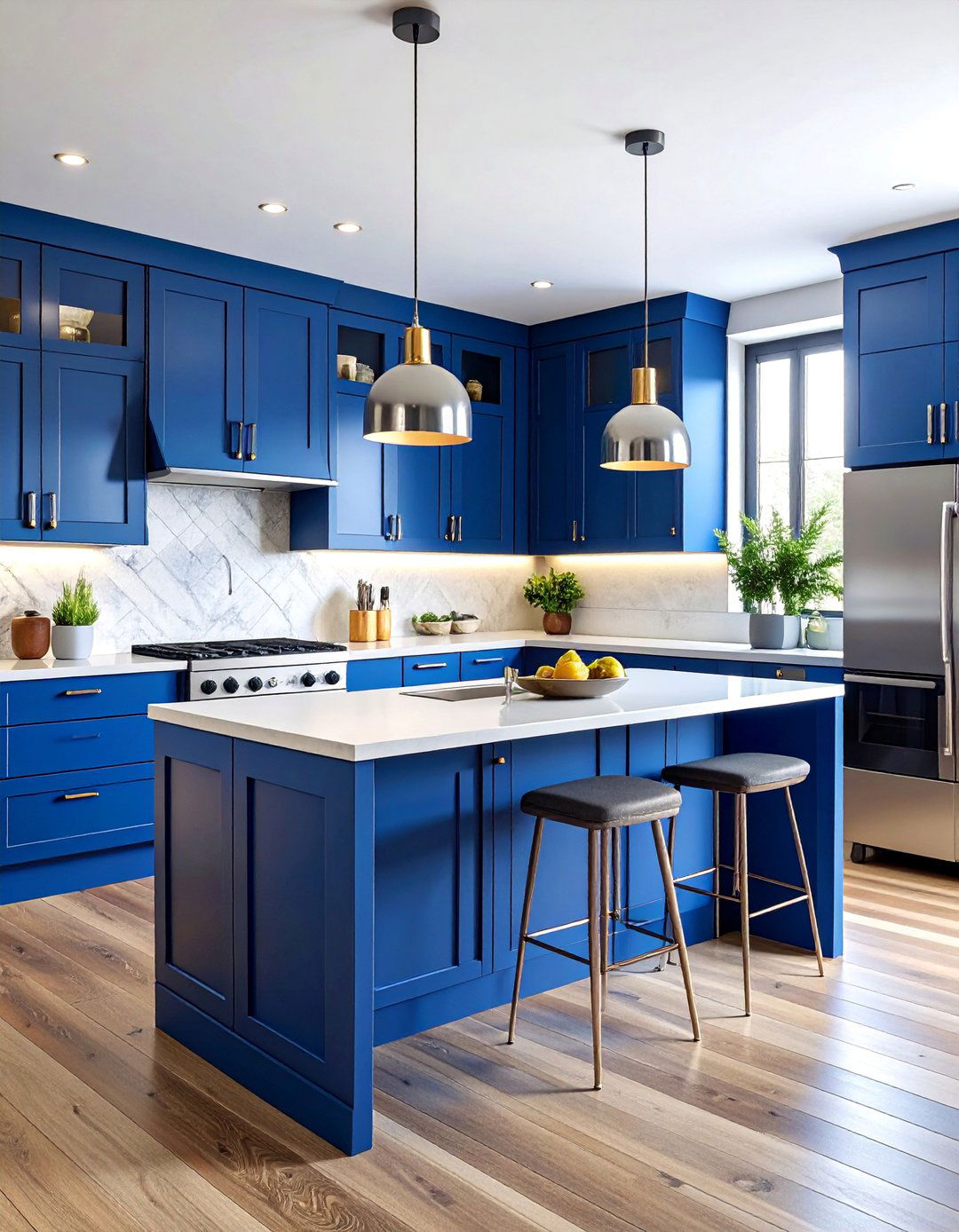 Cobalt Blue Kitchen Island Statement Piece - 25 Blue Kitchen Ideas