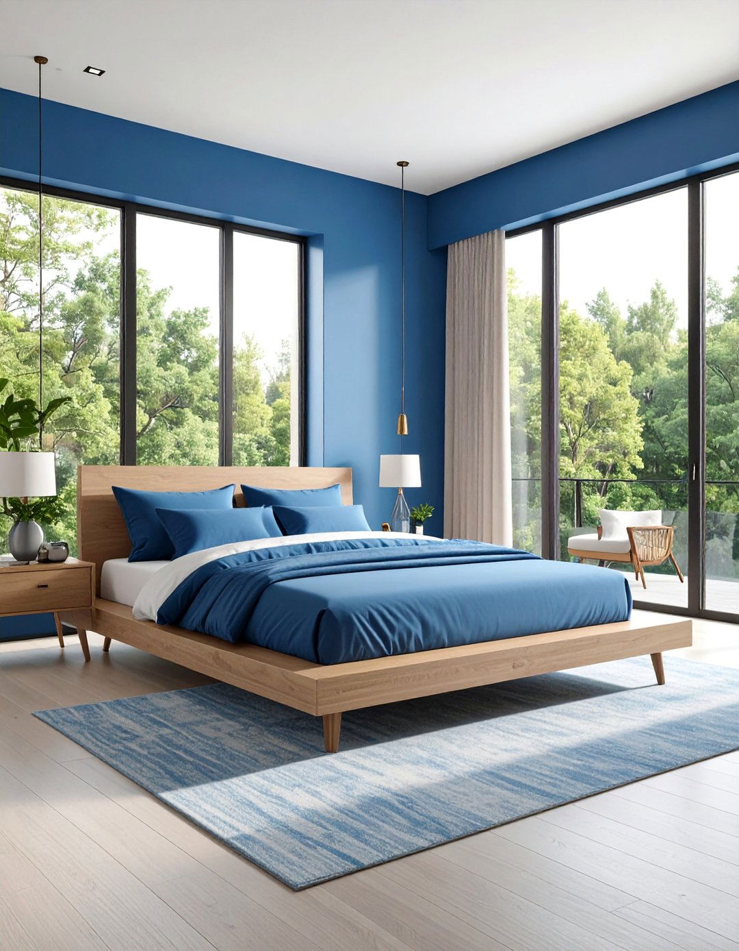 Cobalt Blue Modern Bedroom - 25 Blue Bedroom Ideas