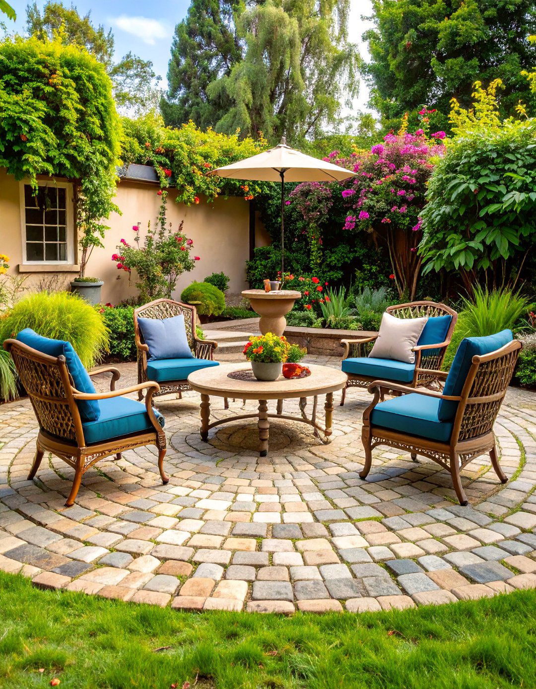 Cobblestone Semi Circle Patio with Historic Charm - 25 Semi Circle Patio Ideas and Inspiration