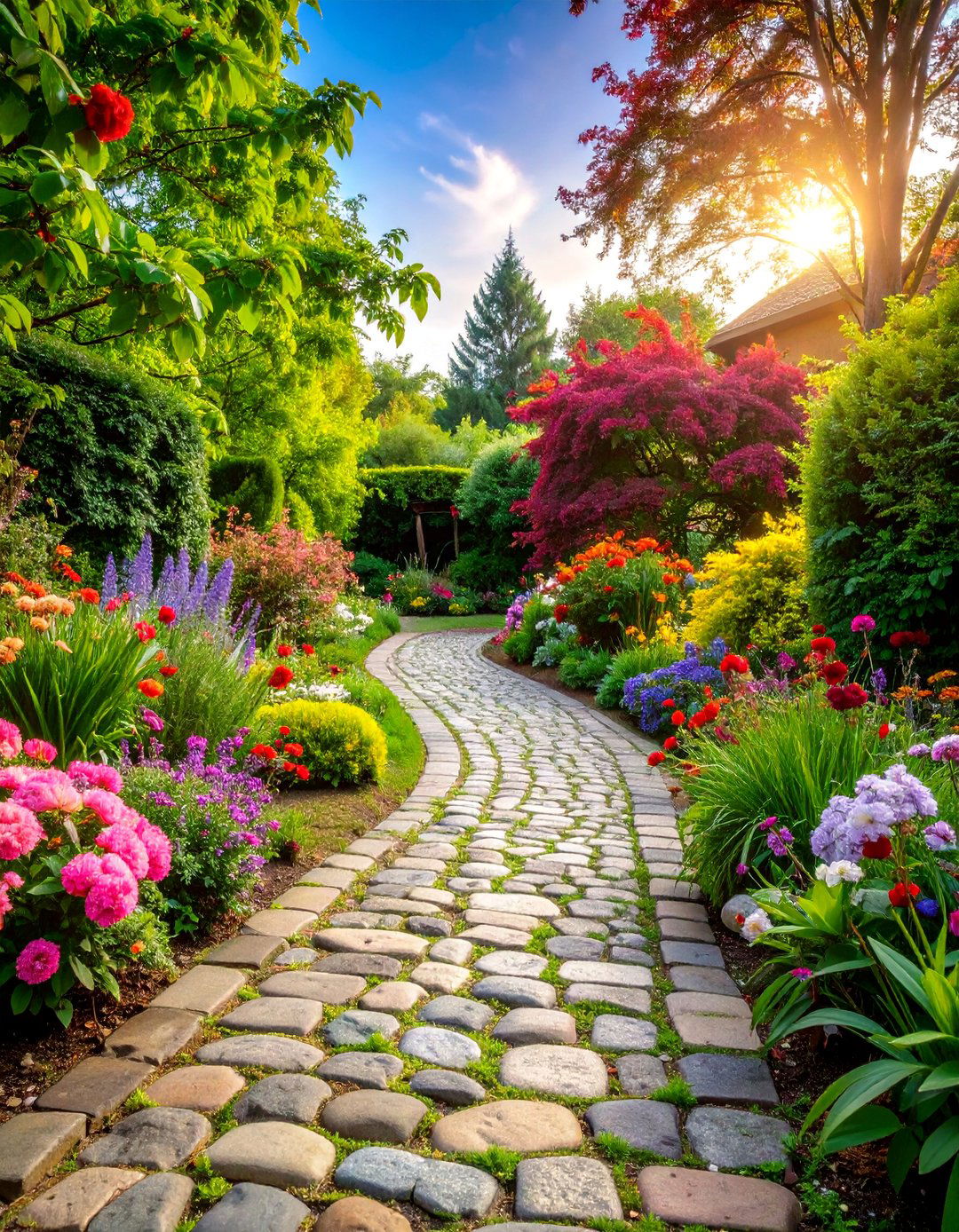 Cobblestone Traditional Walkway - 25 Natural Walkway Ideas