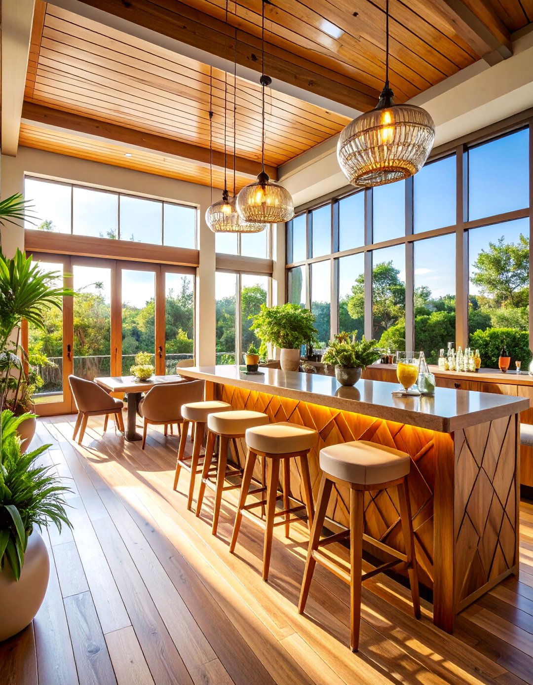 Cocktail Bar Entertainment Station - 25 Mid-century Modern Sunroom Ideas