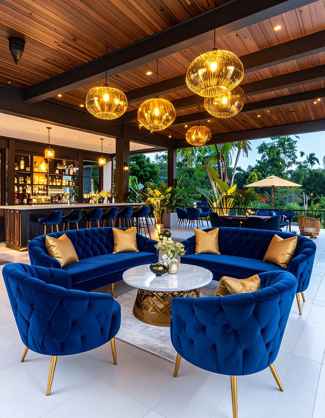 Cocktail Lounge Three Season Porch with Evening Ambiance - 25 Three Season Porch Ideas