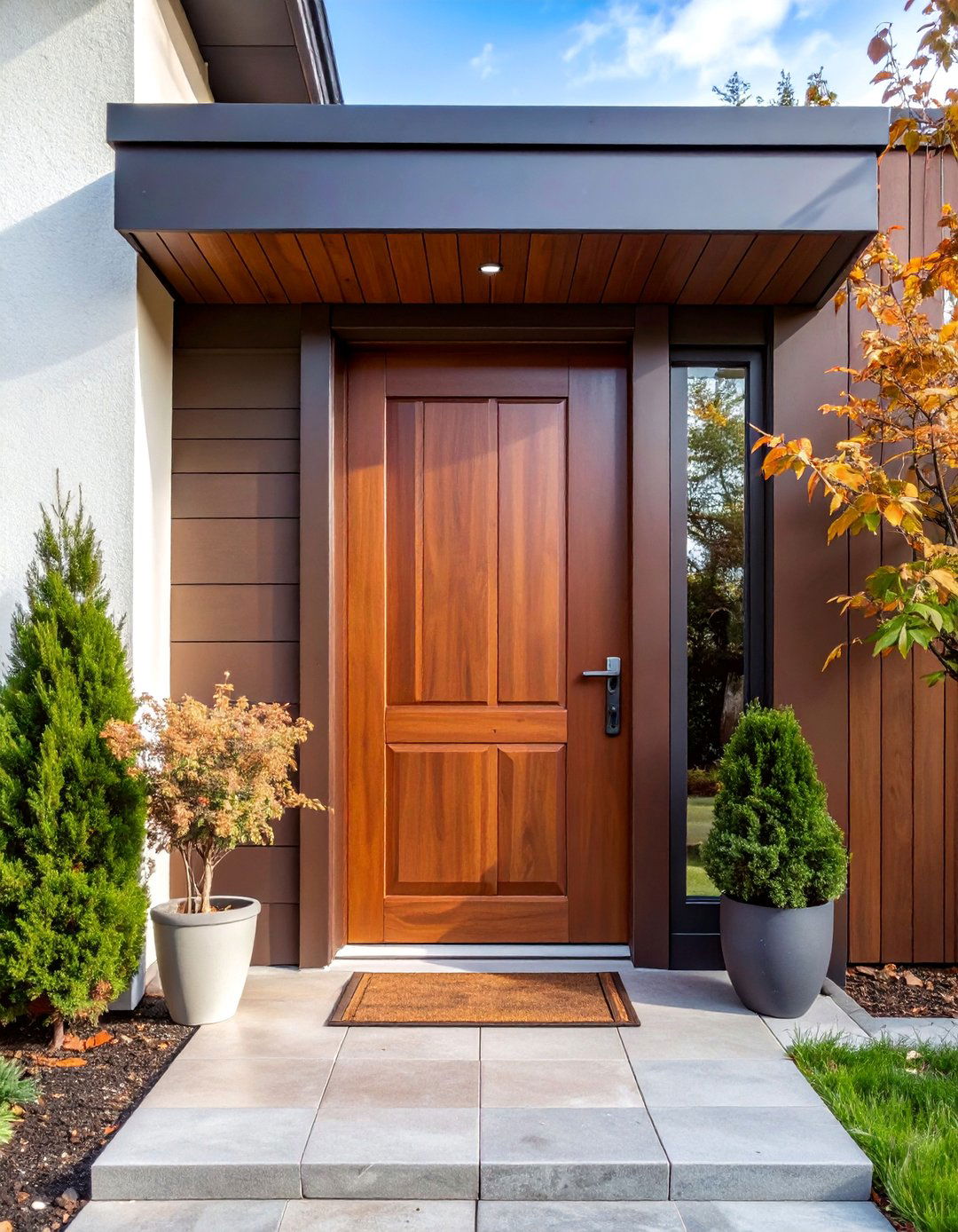 Cocoa Brown Front Door with Scandinavian Minimalist Design - 25 Brown House Front Door Colors
