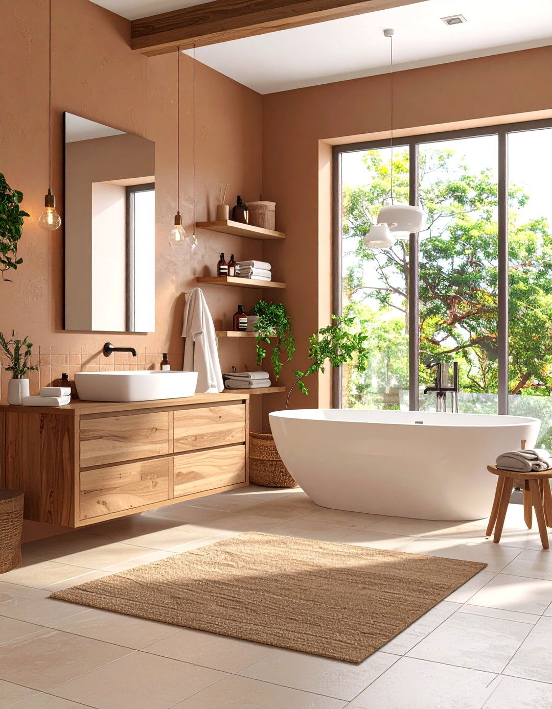 Cocoa Grout Brown Bathroom Graphic - 25 Brown Bathroom Ideas