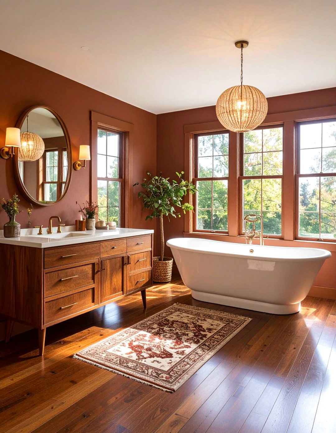 Coffee Bean Brown Bathroom Mid Century - 25 Brown Bathroom Ideas
