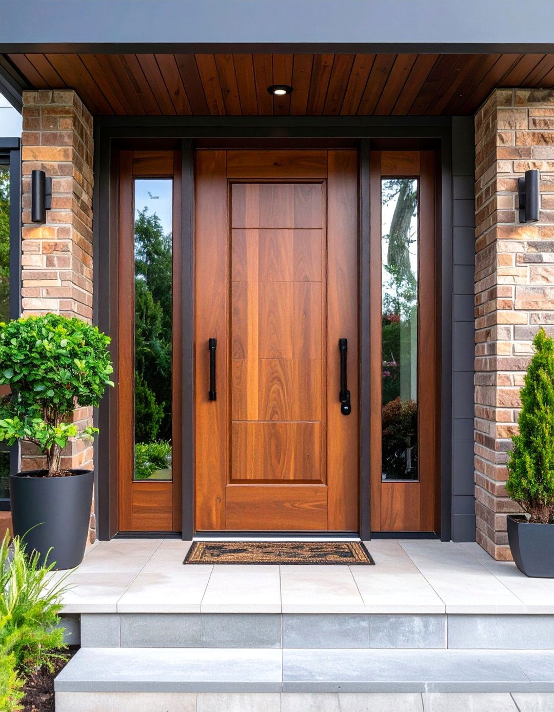 Coffee Bean Brown Front Door with Industrial Metal Elements - 25 Brown House Front Door Colors