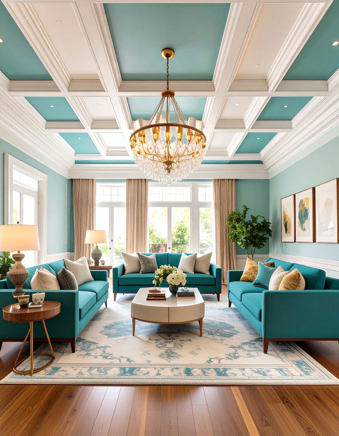 Coffered Ceiling Crown Molding Integration - 25 Crown Molding Ideas