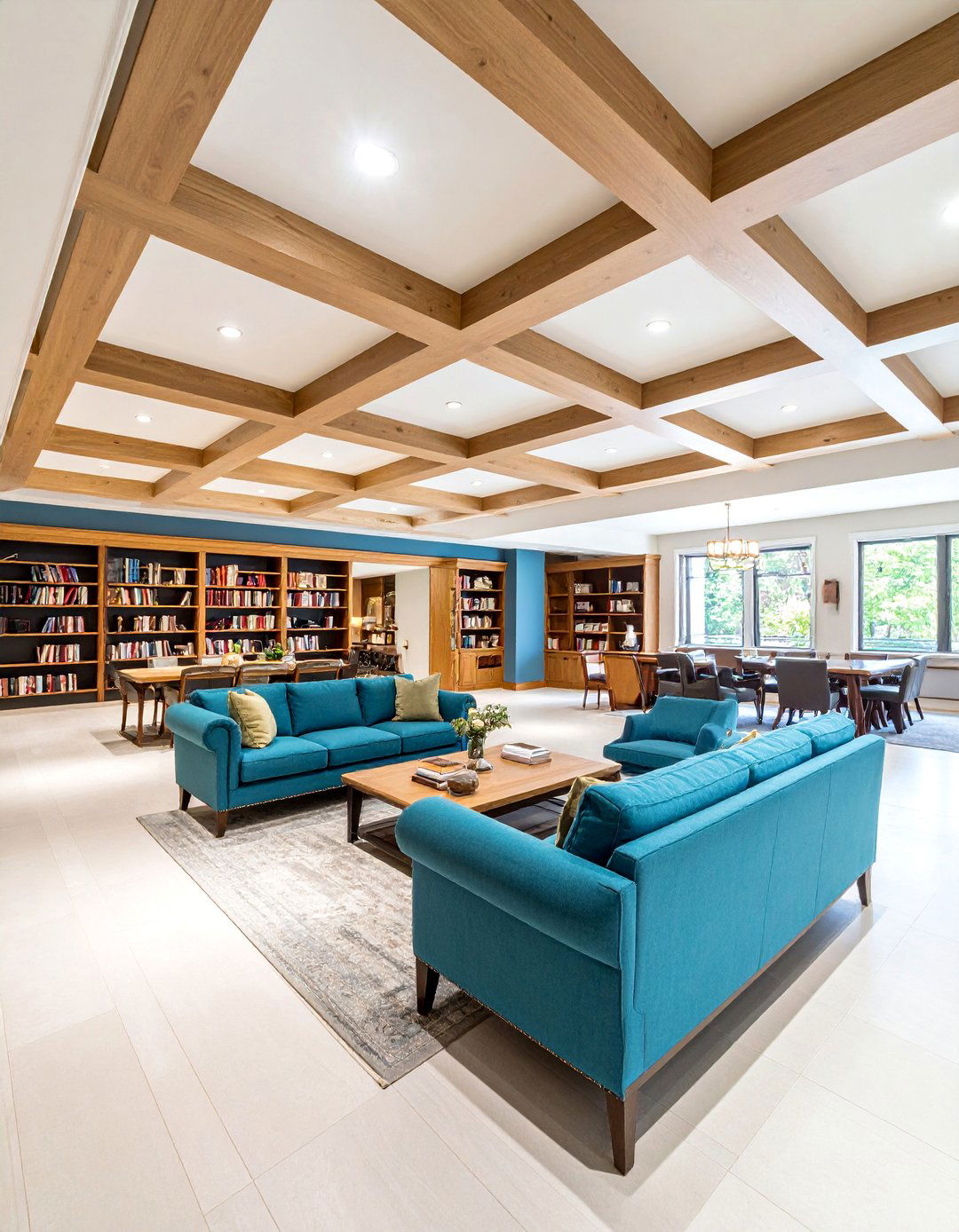 Coffered Ceiling with Hidden Access Panels - 25 Basement Ceiling Ideas