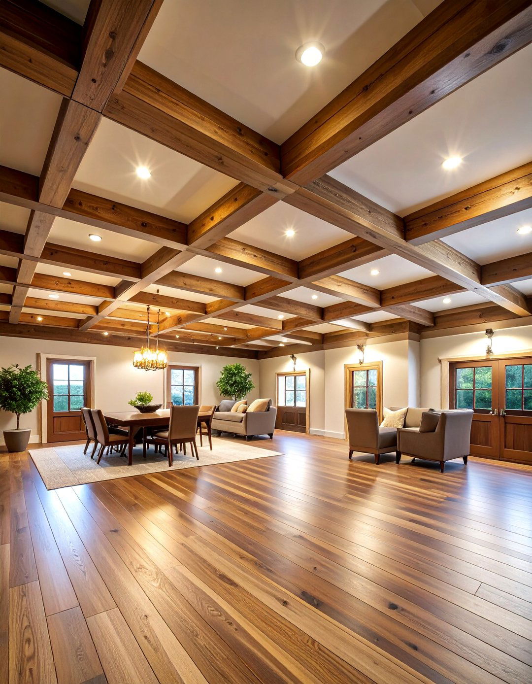 Coffered Effect Ceiling with Exposed Beam Framework - 25 Exposed Basement Ceiling Ideas