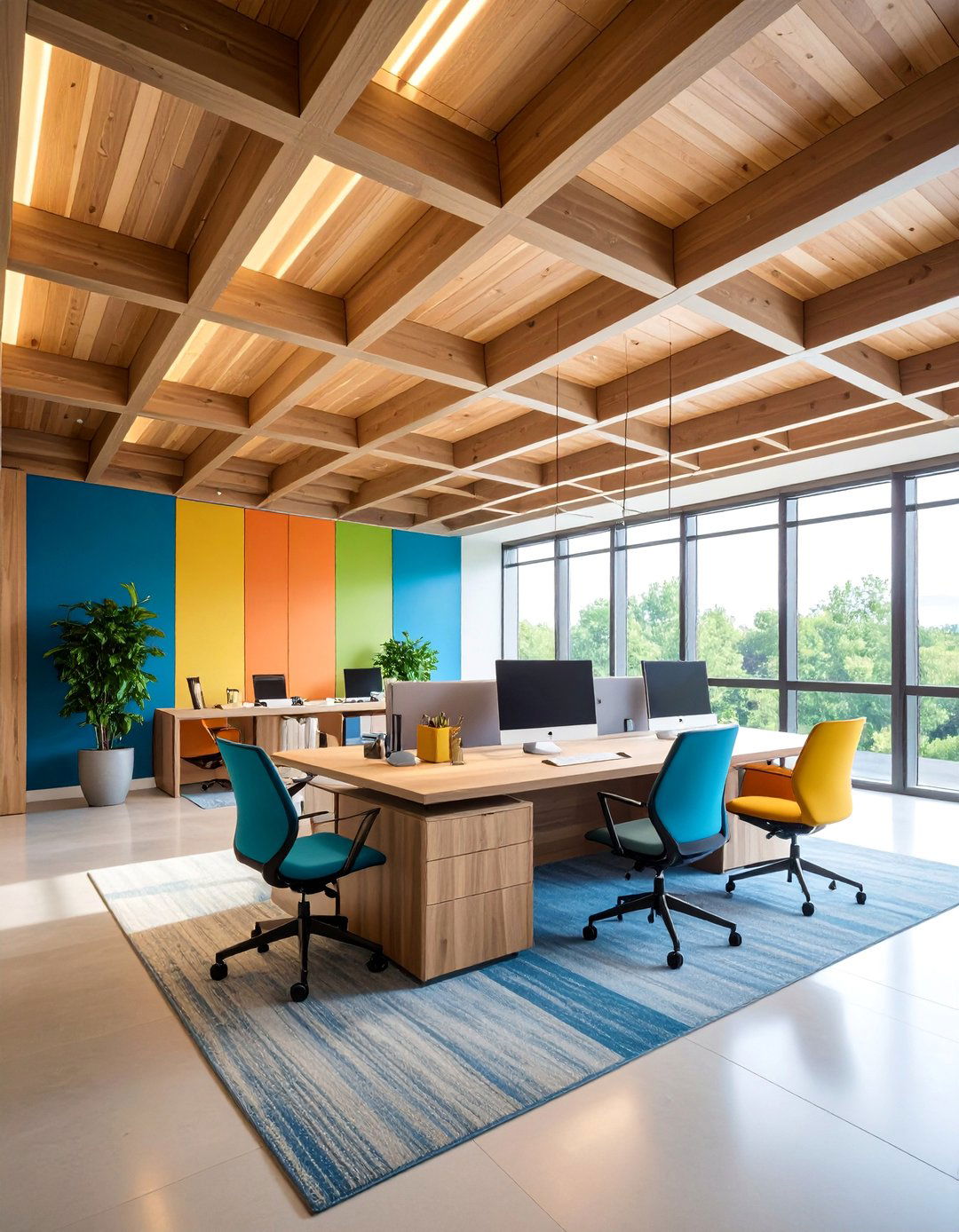 Coffered Wood Plank Ceiling with Integrated Lighting - 25 Wood Plank Ceiling Ideas