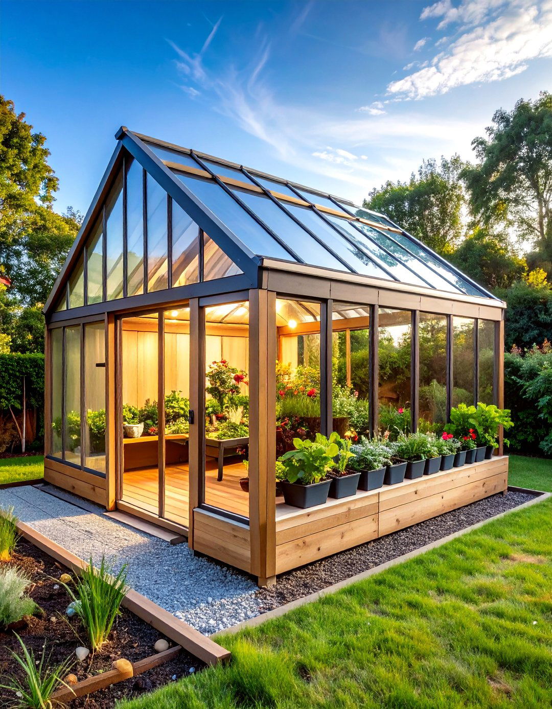 Cold Frame Greenhouse with Slanted Glass Top - 25 Greenhouse Ideas