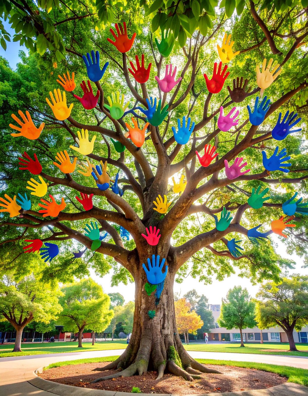 Collaborative Community Handprint Tree Mural - 25 School Mural Ideas