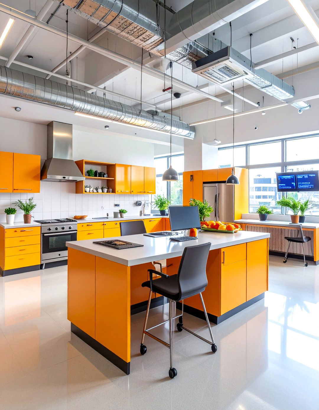 Collaborative Open Kitchen Workspace - 25 Office Kitchen Ideas