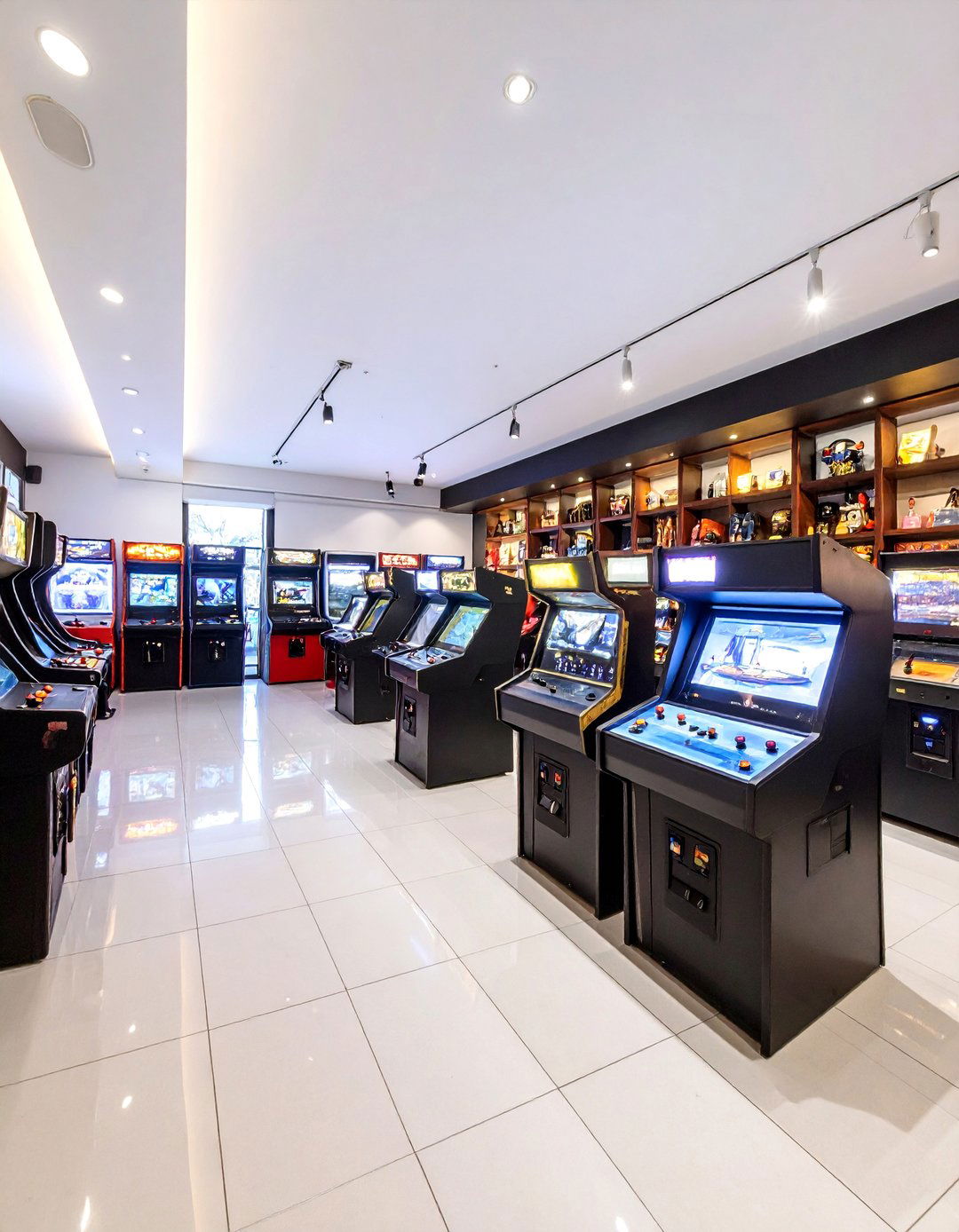 Collectors Display Arcade Room with Gaming Memorabilia - 25 Arcade Room Ideas