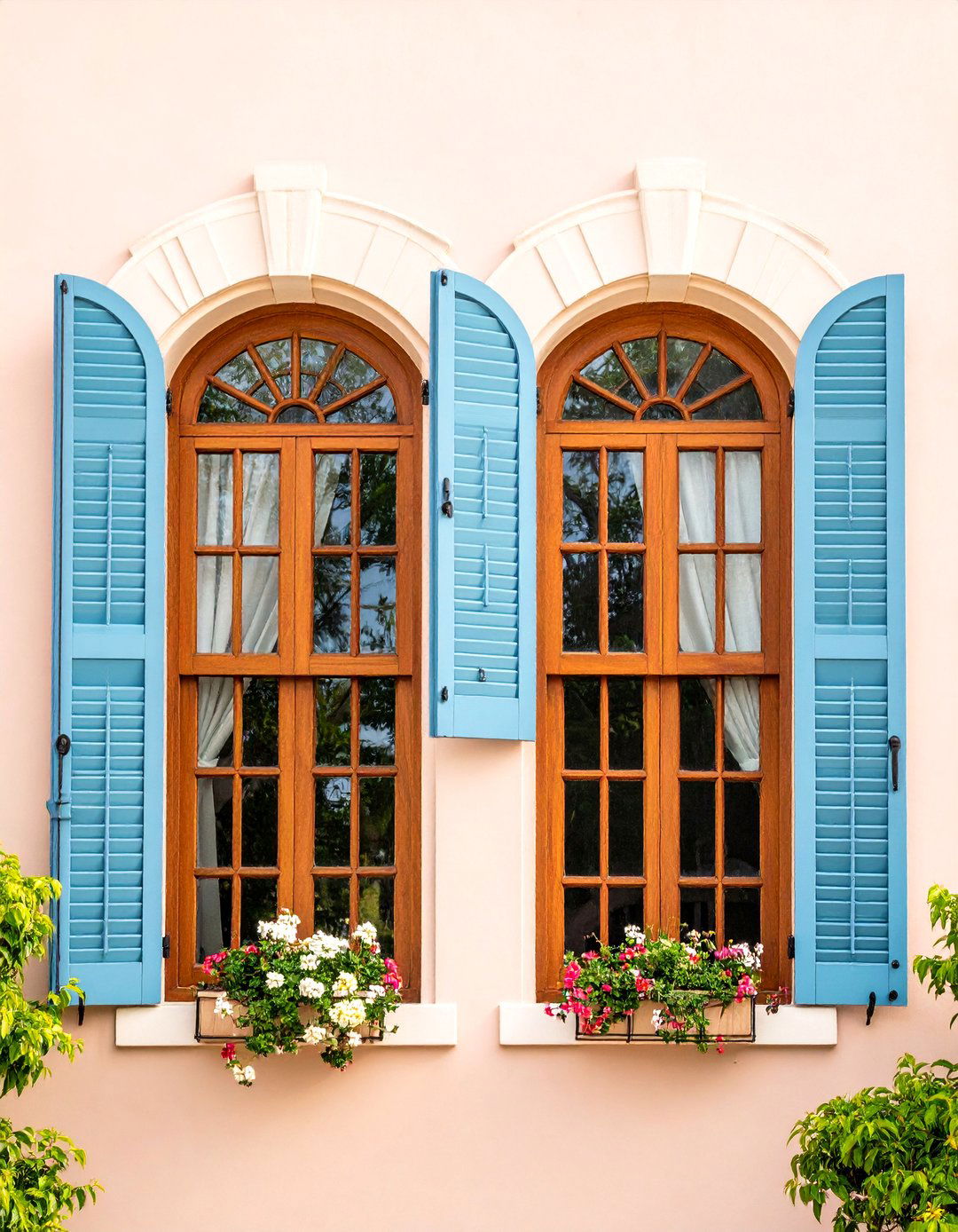 Colonial Design with Wooden Shutters - 25 Mexican Style House Design Ideas