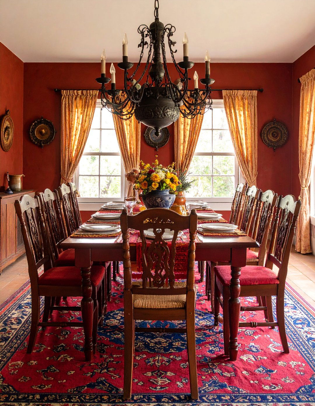 Colonial Dining Room with Painted Furniture and Folk Art - 25 Colonial Dining Room Ideas