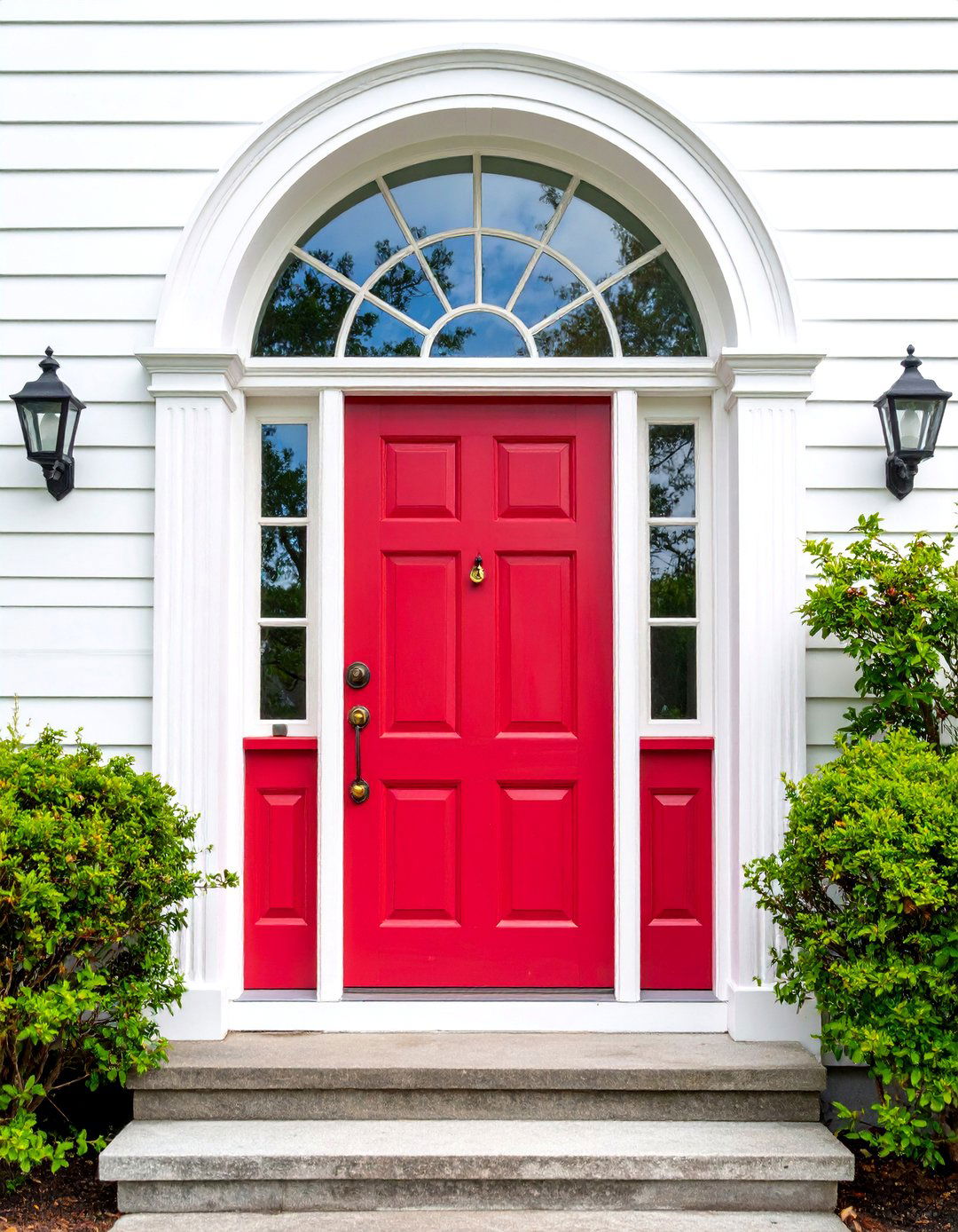 Colonial Door with Arched Transom Window - 25 Colonial Front Door Ideas
