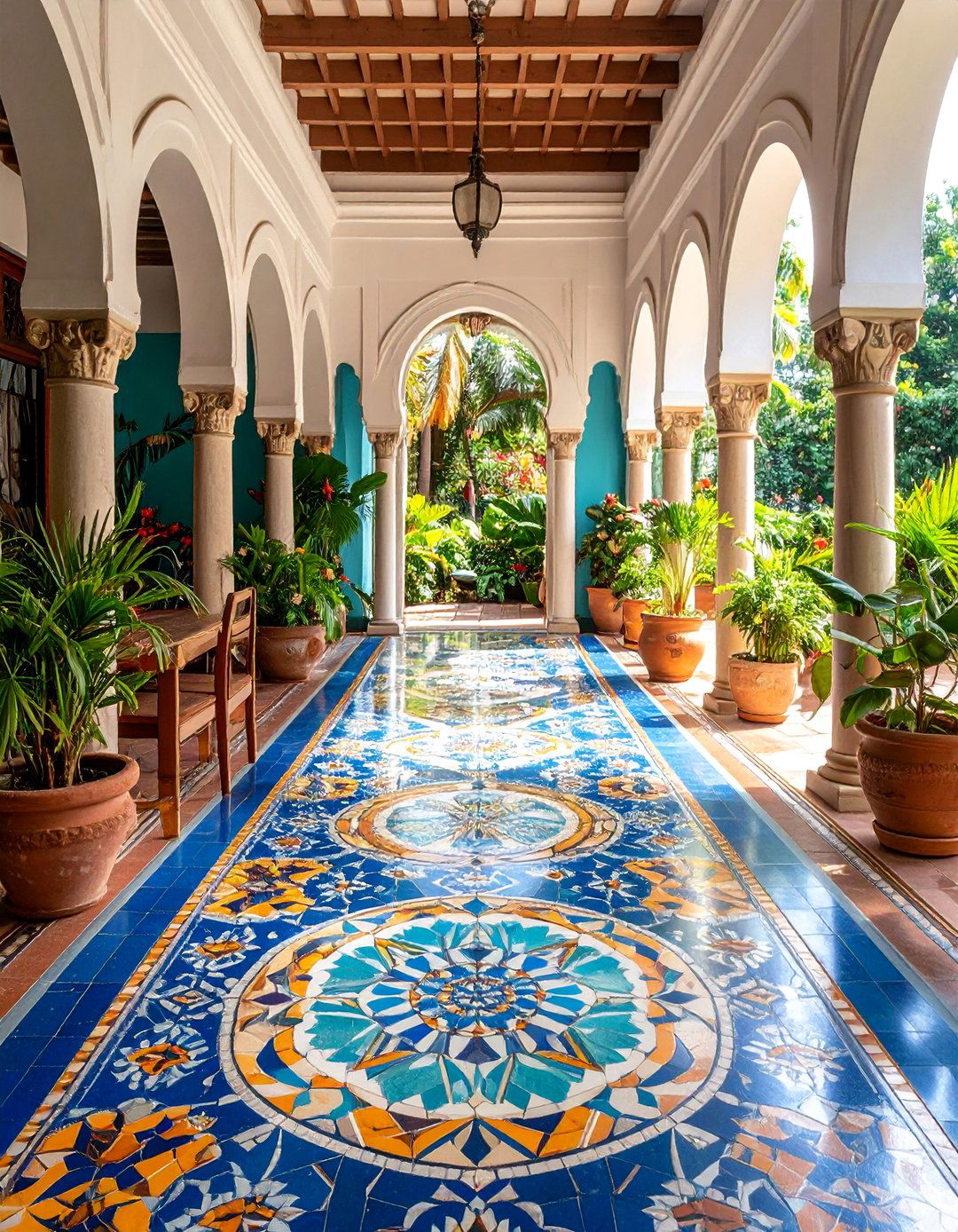 Colonial House with Mosaic Tile Floors - 25 Mexican Style House Design Ideas