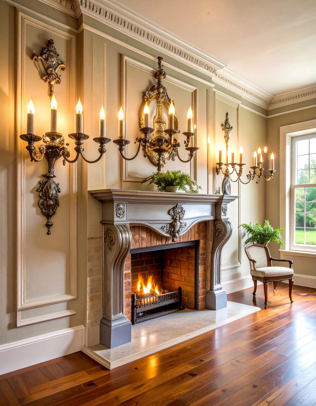 Colonial Pewter Fireplace Sconces with Hurricane Glass - 25 Fireplace Sconces Ideas