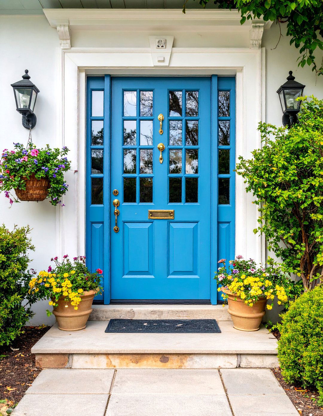 Colonial Pine Door with Federal Blue Stain - 25 Stained Front Door Ideas