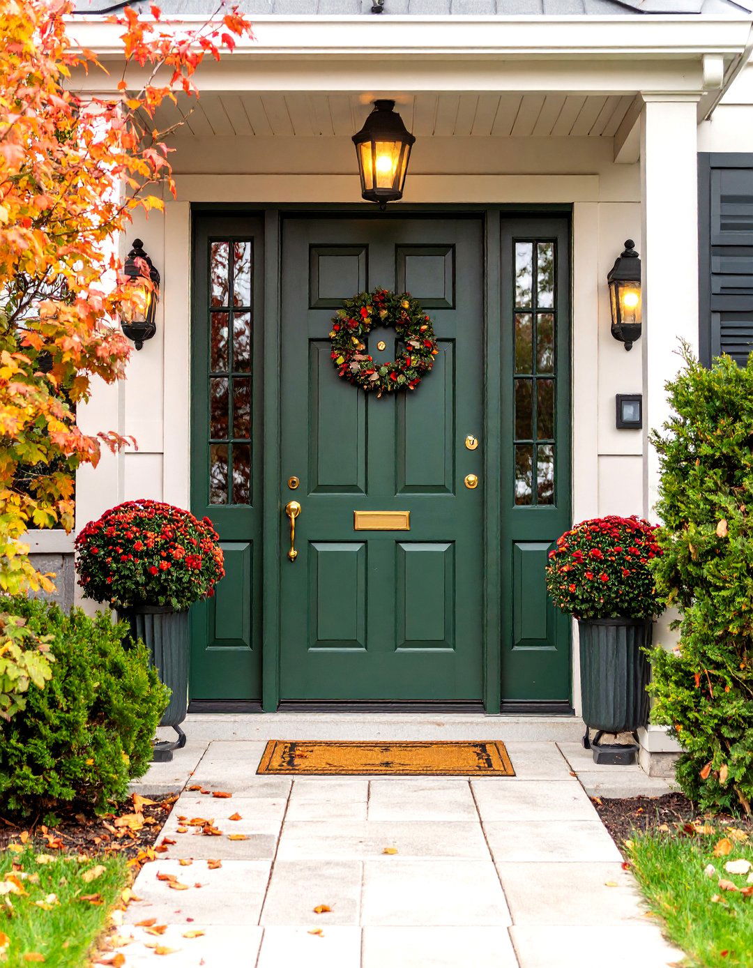 Colonial Revival Door with Modern Security Features - 25 Colonial Front Door Ideas