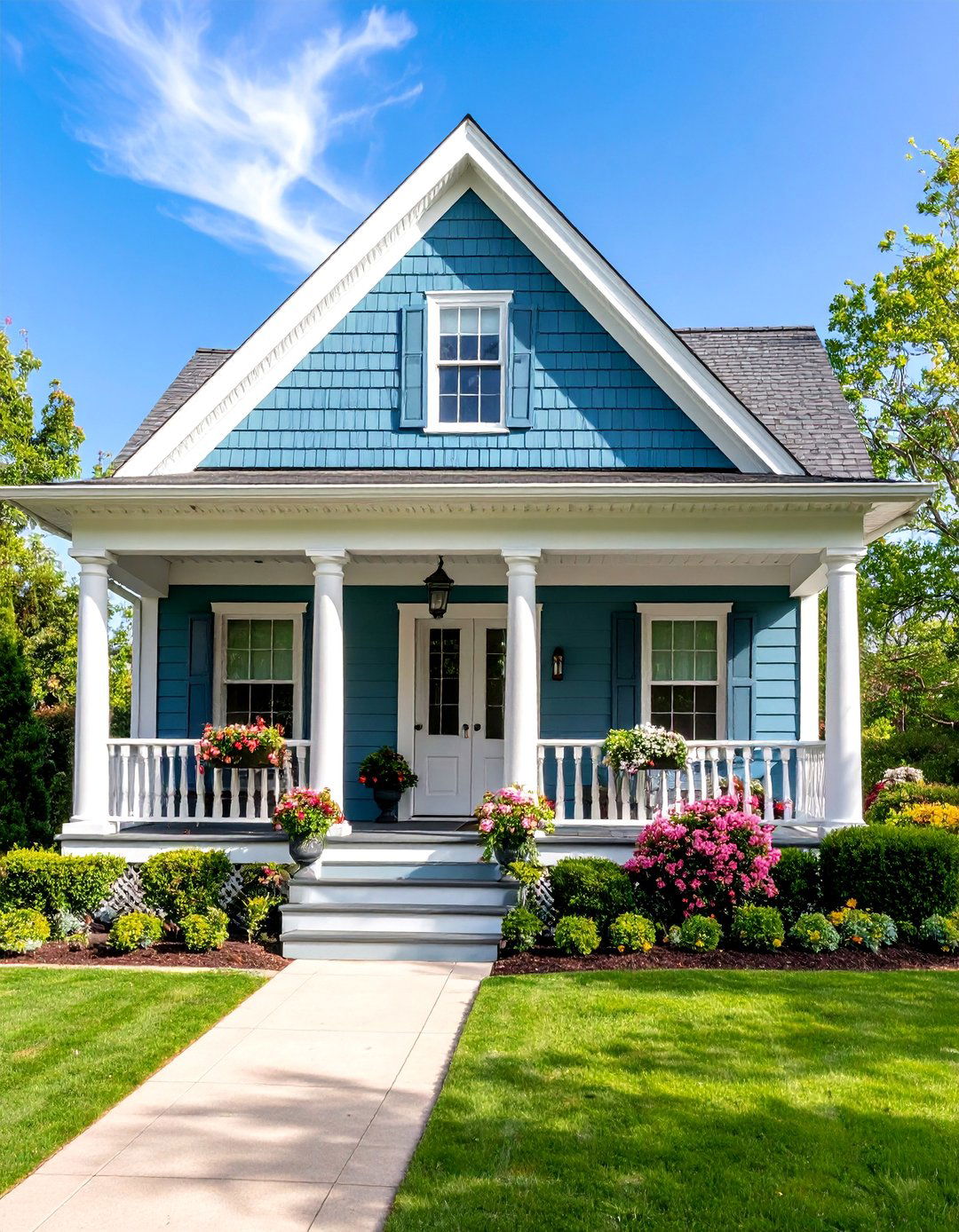 Colonial Revival Front Porch Roof with Pediment Details - 25 Front Porch Roof Ideas