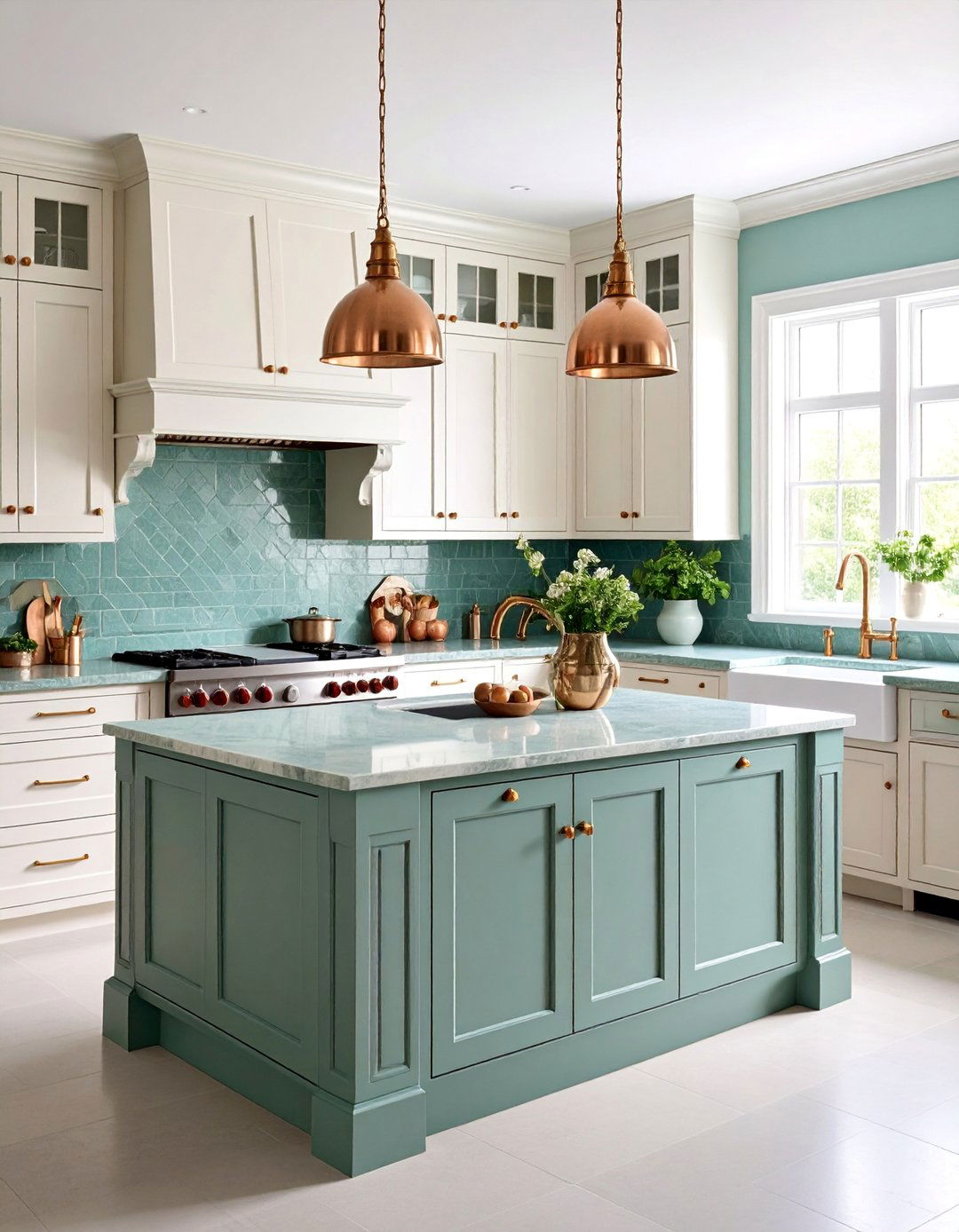 Colonial Revival Kitchen with Green Granite Countertops - 25 Kitchen With Green Countertops Ideas