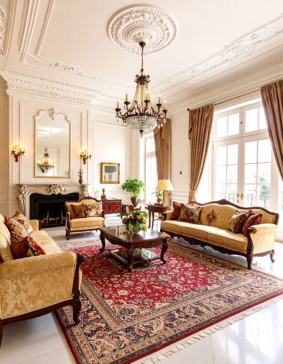 Colonial Revival Living Room with Chippendale Furniture - 25 Colonial Living Room Ideas
