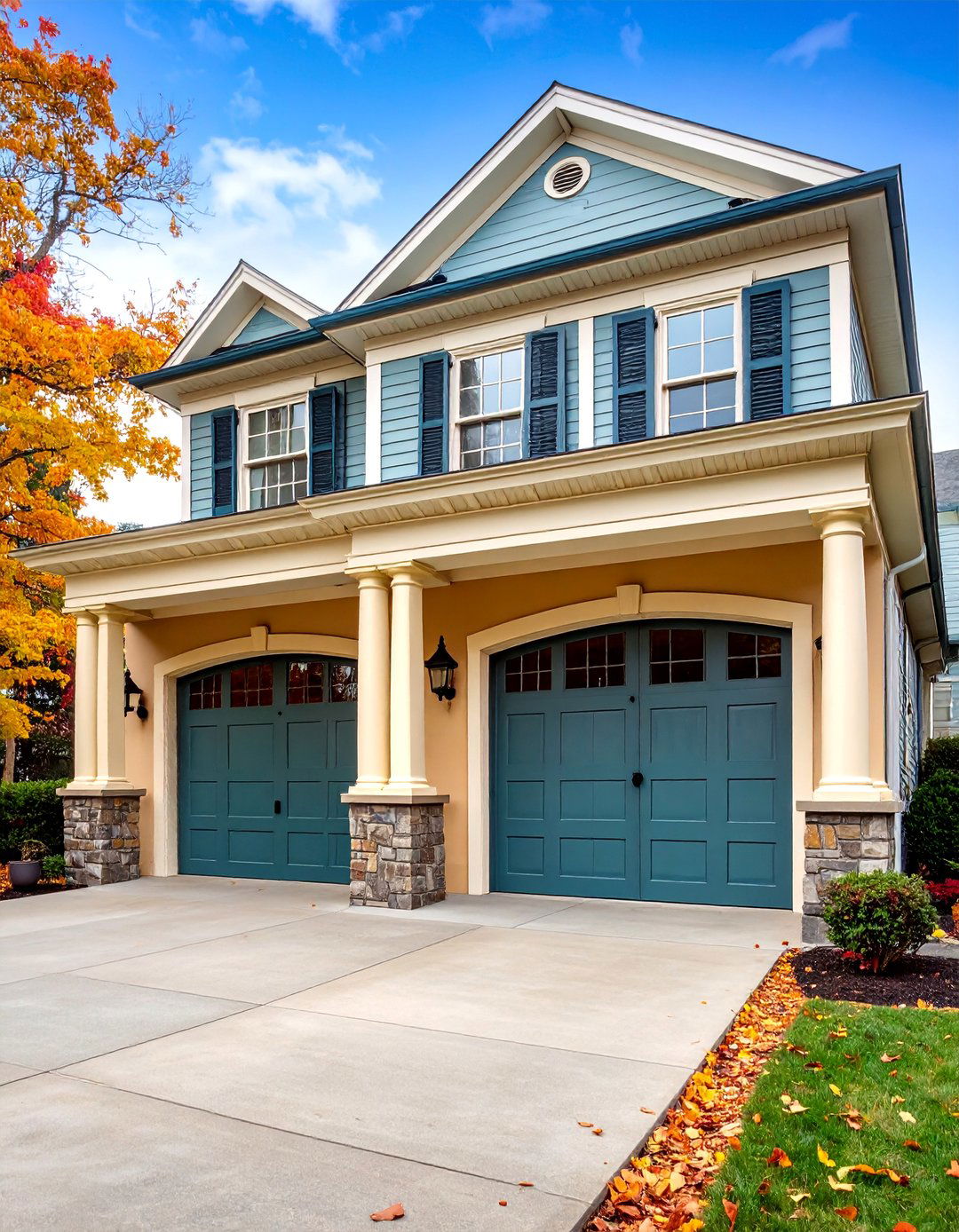 Colonial Revival Symmetrical Trim Design - 25 Exterior Garage Door Trim Ideas