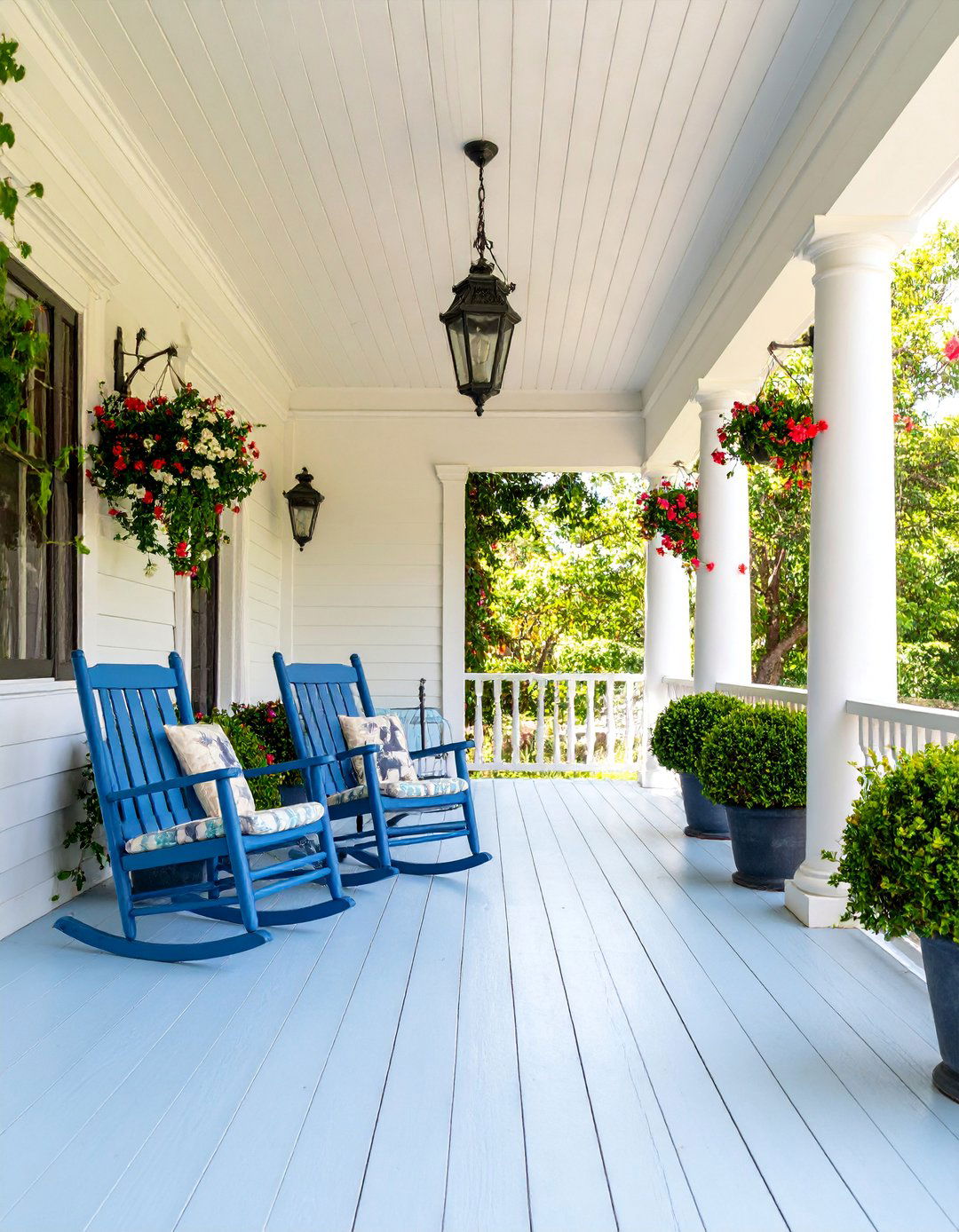 Colonial Revival Veranda with White Columns - 25 Veranda Ideas