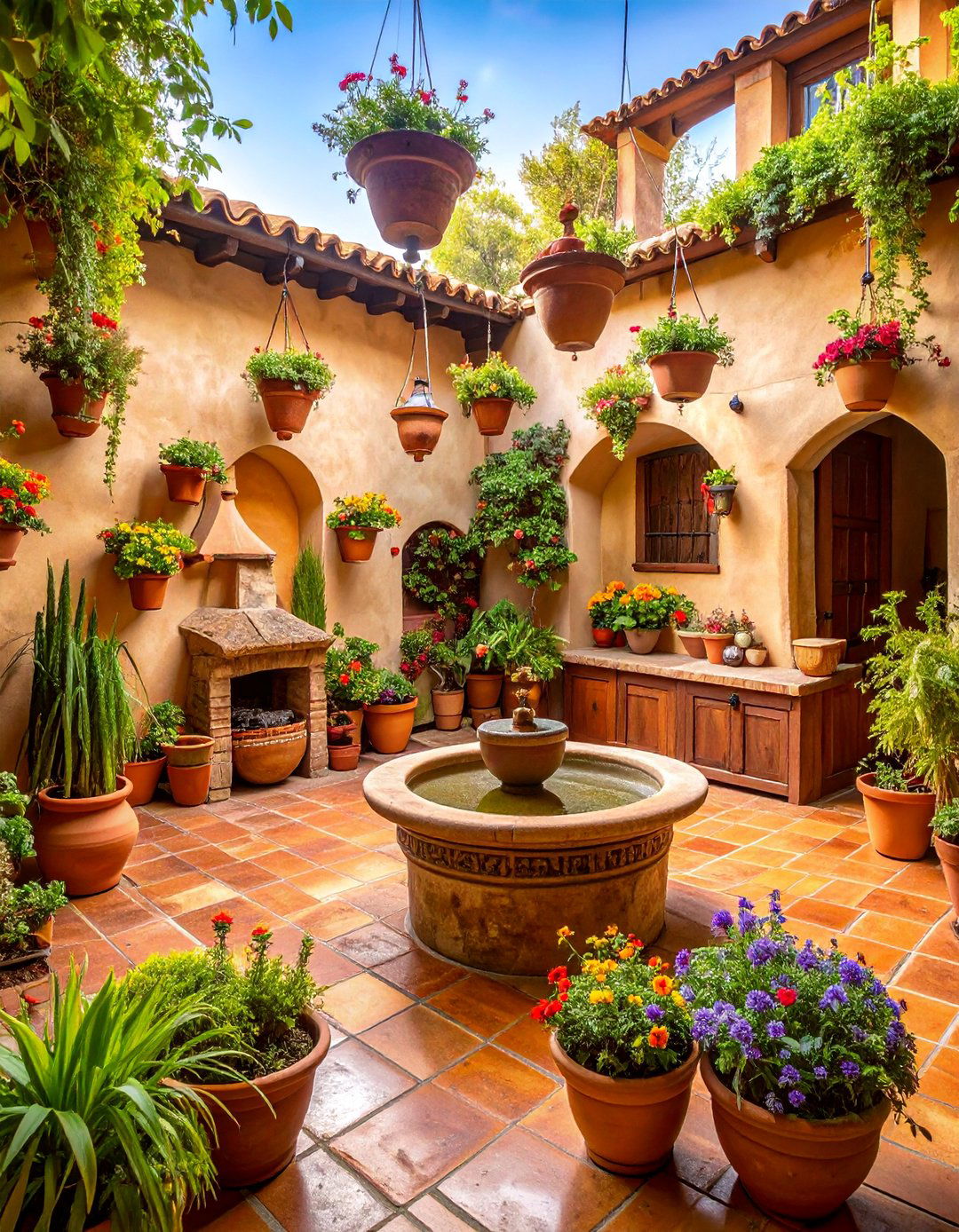 Colonial Spanish Courtyard Kitchen - 25 Mexican Outdoor Kitchen Ideas