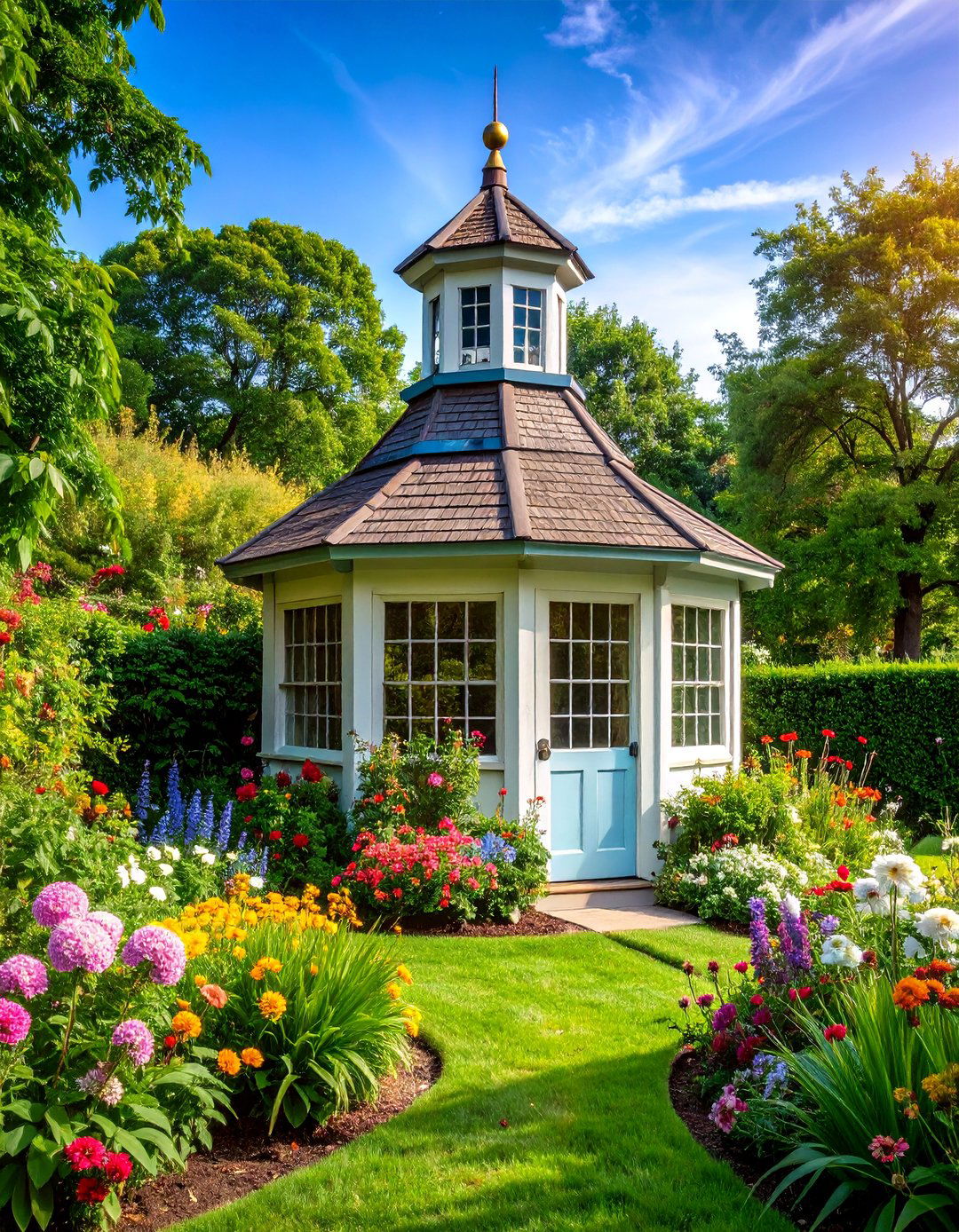 Colonial Style Garden Shed with Cupola - 25 Garden Shed Ideas