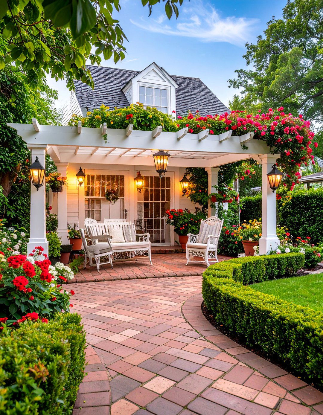 Colonial Townhouse Backyard with Brick Pathways - 25 Townhouse Backyard Ideas