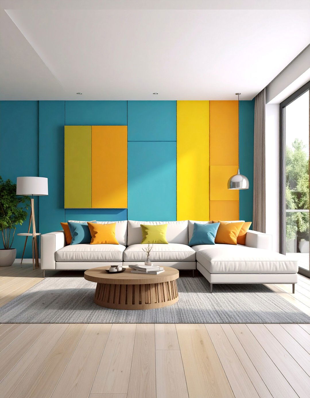 Color Block Paint Design - 25 Blank Wall Ideas