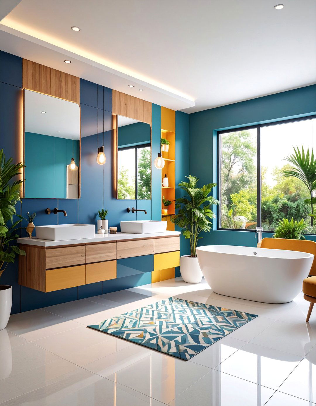 Color Blocked Contemporary Office Bathroom - 25 Office Bathroom Ideas
