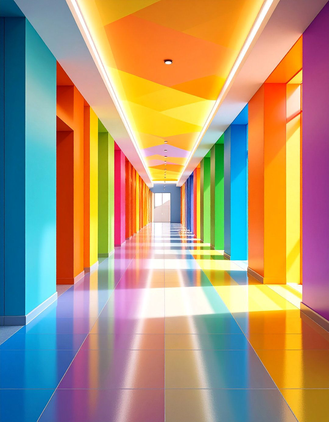 Color Blocked Design with Geometric Interest - 25 Hallway Decor Ideas