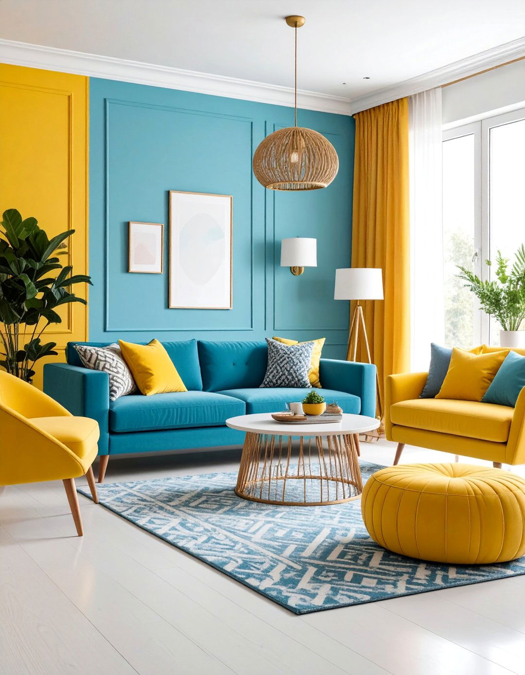 Color Blocking Maximalist Living Room with Bold Contrasts - 25 Maximalist Living Room Design Ideas