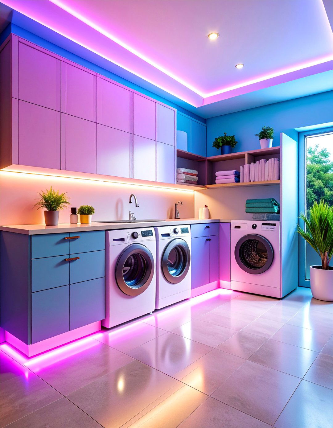 Color Changing LED Rope Lighting for Ambient Zones - 25 Laundry Room Lighting Ideas
