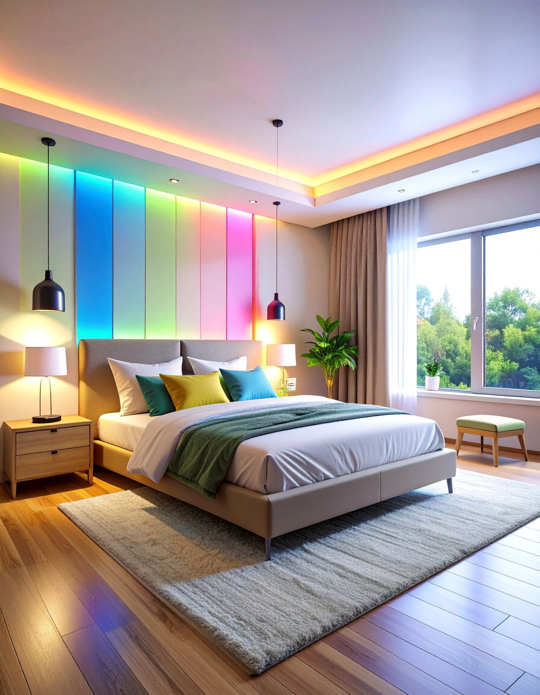 Color Changing Smart Bulb System - 25 Bedroom Lighting Ideas