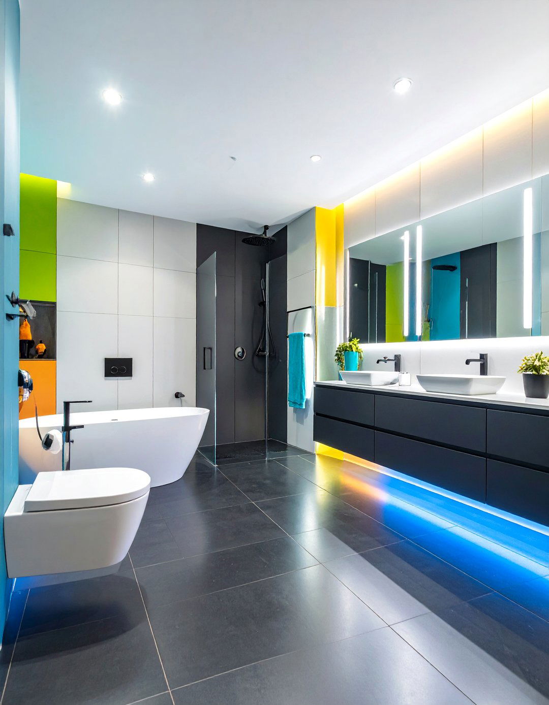 Color Contrast Bathroom for Visual Accessibility - 25 Handicap Bathroom Ideas
